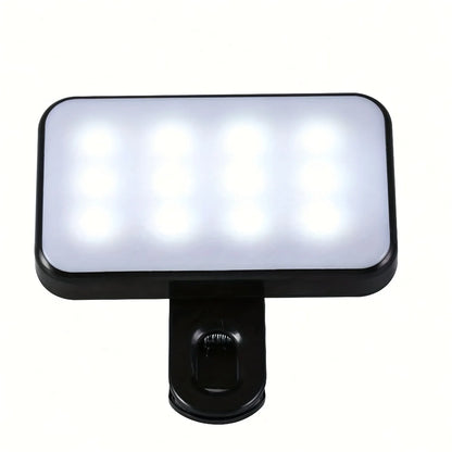 Mini Clip-On Selfie Fill Light with 3 Color Modes – Rechargeable LED Light for Mobile Phones, Computers & Photography, Adjustable Brightness Portable Lighting Tool
