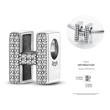26 A-Z Alphabet Beads 925 Silver LOVE Letter Charms for 3mm Bracelets - CZ Zircon DIY Jewelry Gift