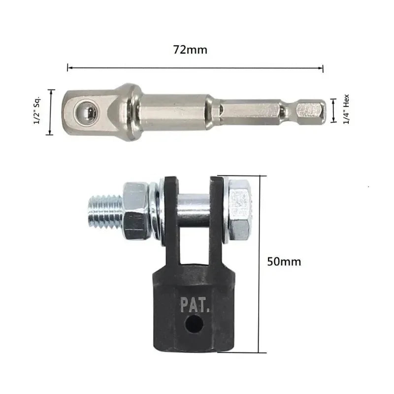 Scissor Jack Adapter — 1/2 Inch Chrome Vanadium Steel Wrench Tool for Automotive Jack & Impact Drill Sockets