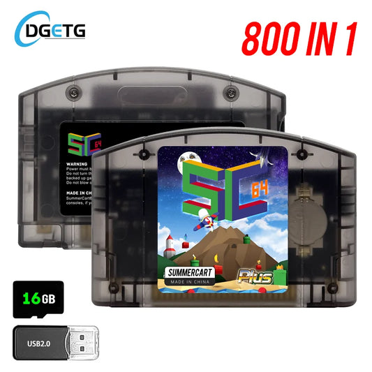 SummerCart 64 – 800 in 1 Open Source N64 Game Cartridge + Free 16GB Card | Compatible with 64DD & Nintendo 64