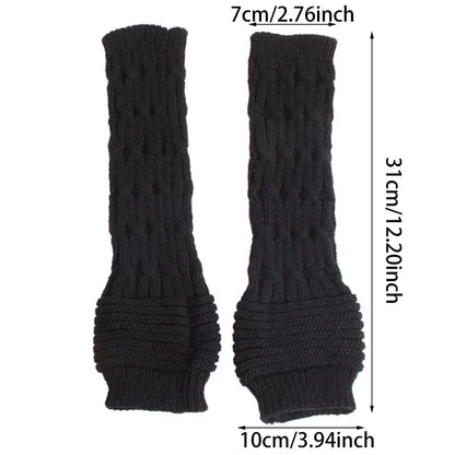 Women's Embroidered Knitted Long Fingerless Gloves - Warm Winter Hand Gloves for Girls, Guantes Invierno Mujer