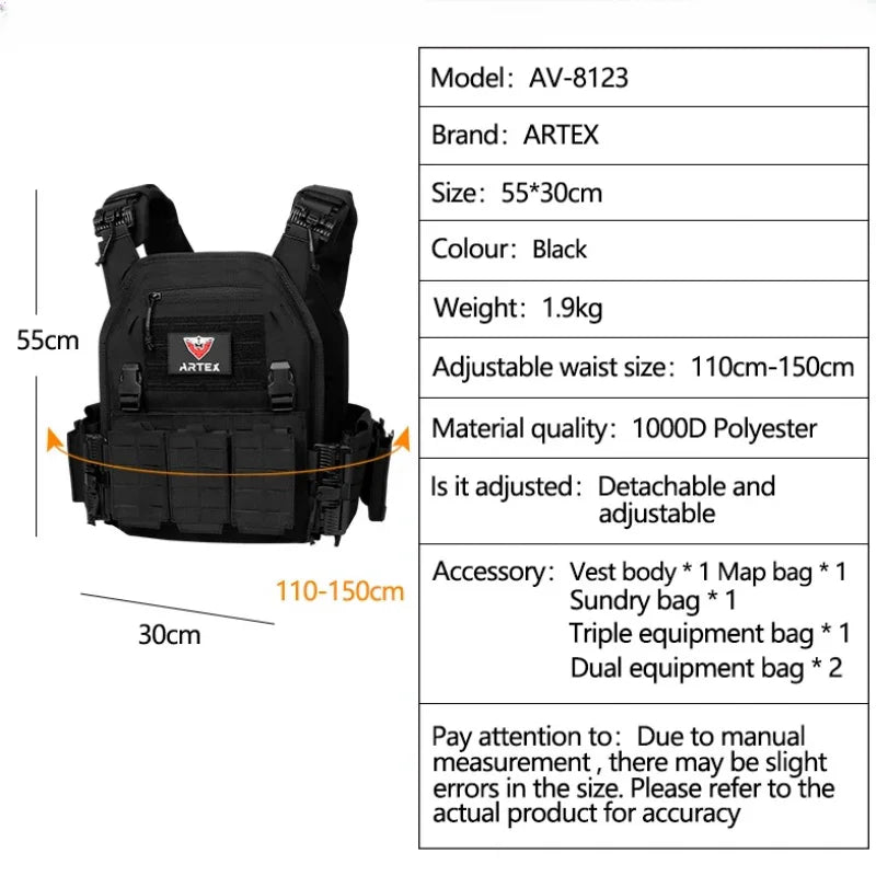Ranger Green Plate Carrier Tactical Vest - Quick Release Security Molle Chaleco with Laser Cut Bandolier