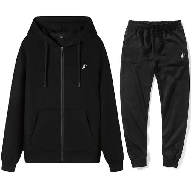 Men's Hooded Tracksuit Set - Classic Warm Hoodie & Sport Pants for Autumn and Winter