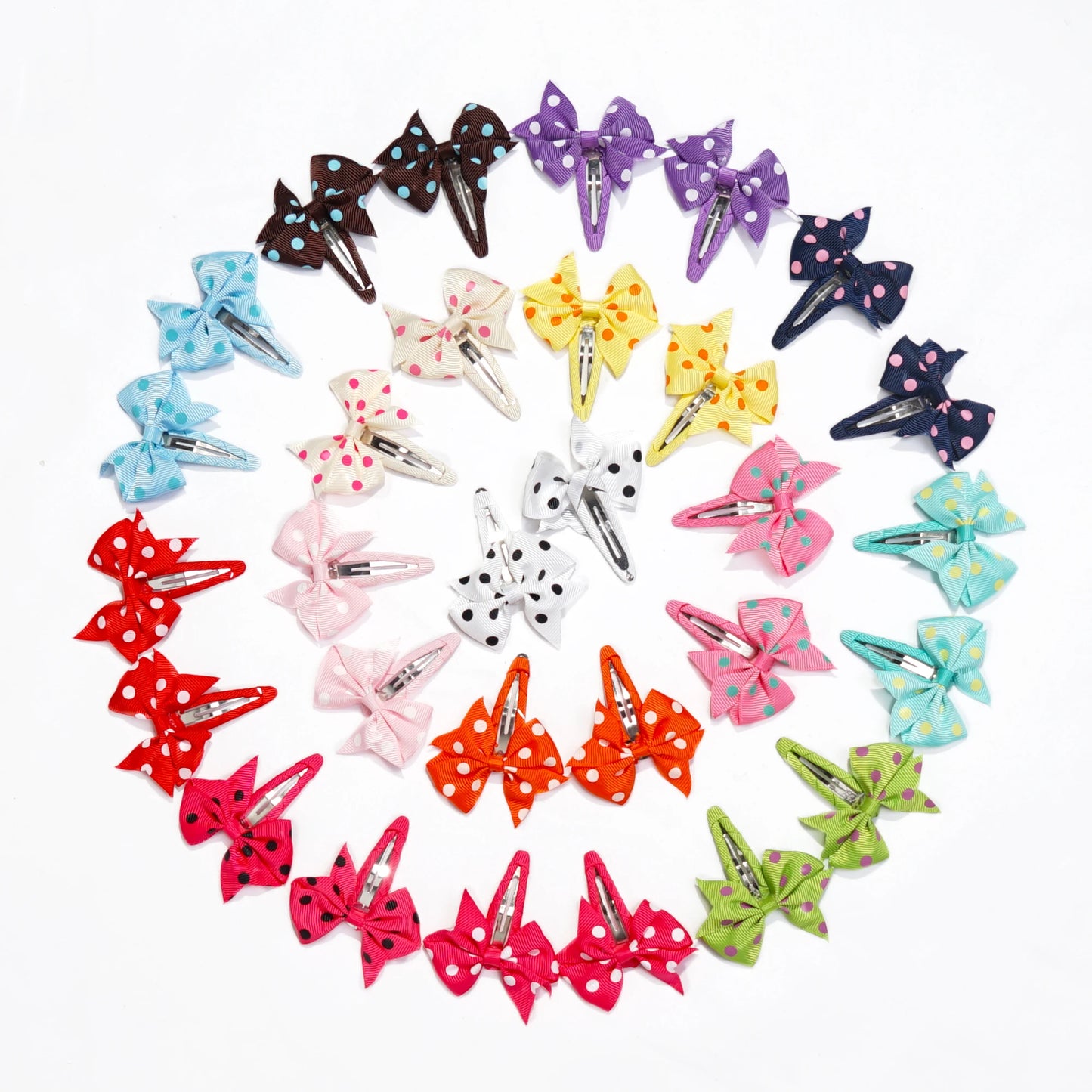 20pcs Snap Hair Clips with 2-Inch Grosgrain Ribbon Bows – No Slip Barrettes for Infant, Toddler, Baby Girls
