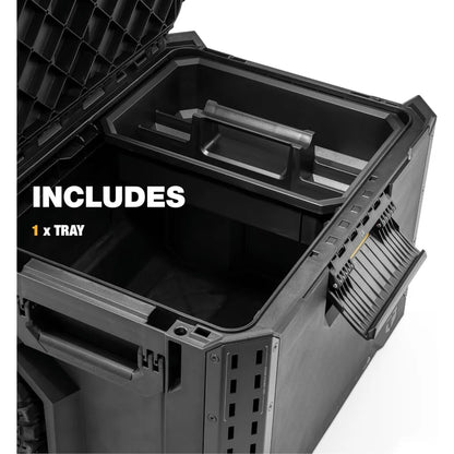 Portable 2-in-1 Rolling Toolbox – Stackable Design with Wheels, Black