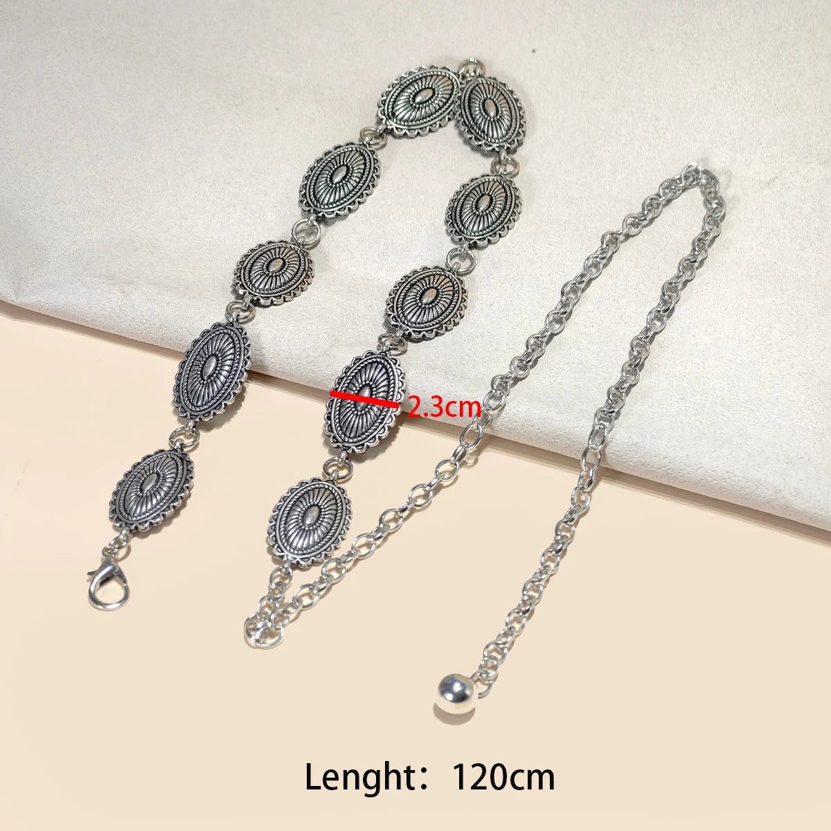 Designer Women’s Silver Waist Chain Belt – Retro Bohemian Ethnic Style for Skirts & Jeans