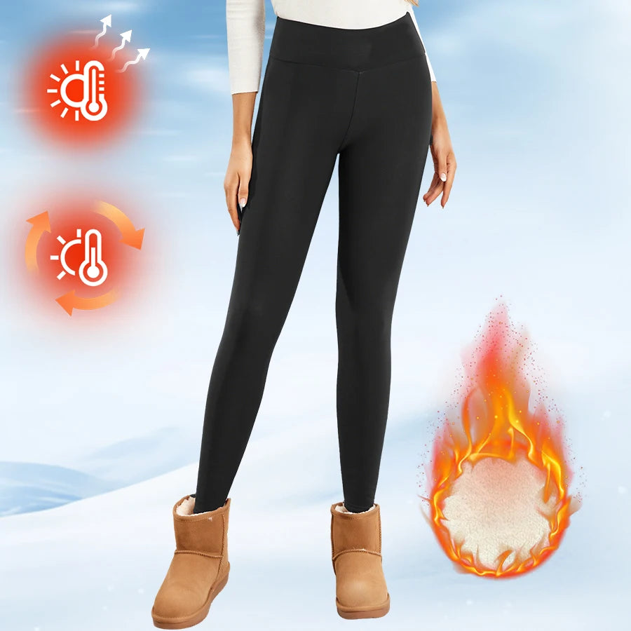 Women’s Fleece Leggings – High-Waisted Thick Flared Thermal Tights, Tummy Control Winter Pants