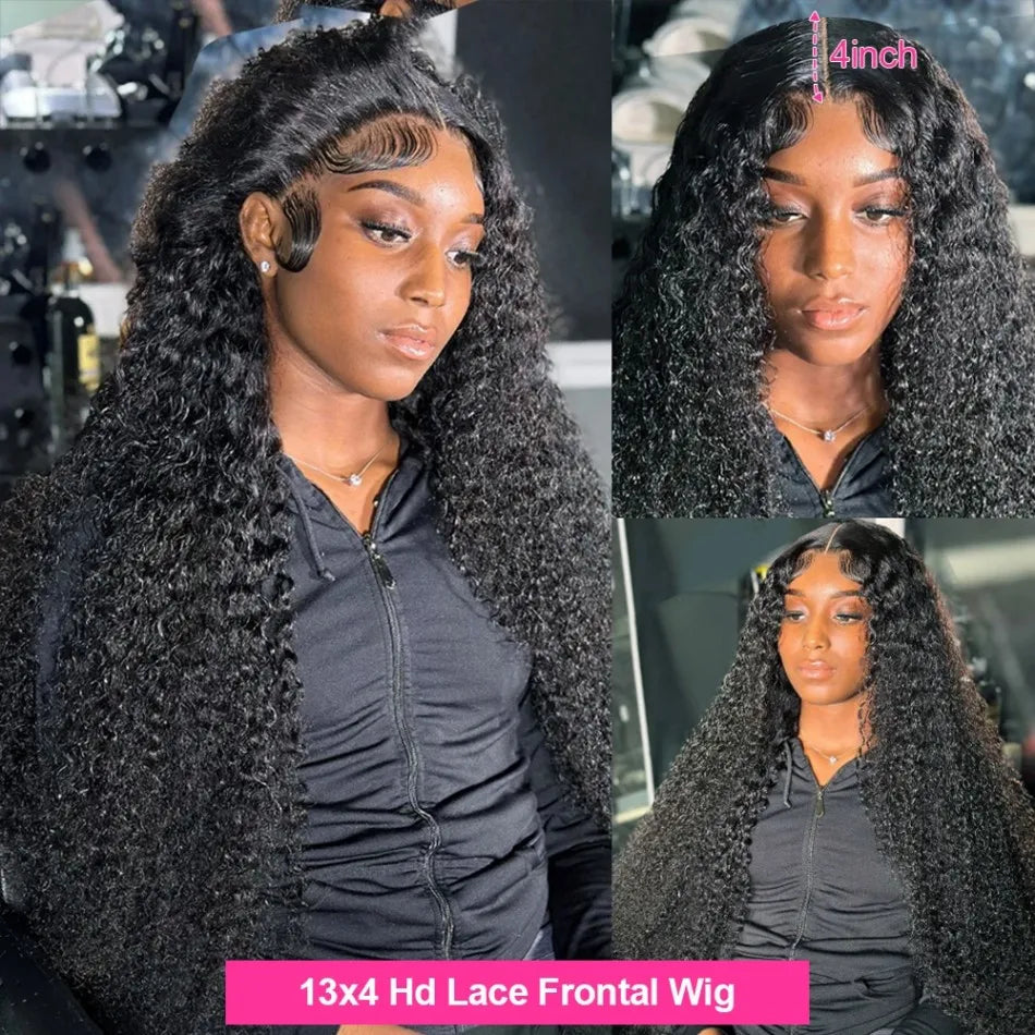 250% Density Deep Wave Lace Front Wig – 13x6 HD Water Wave Curly Frontal, Human Hair for Black Women