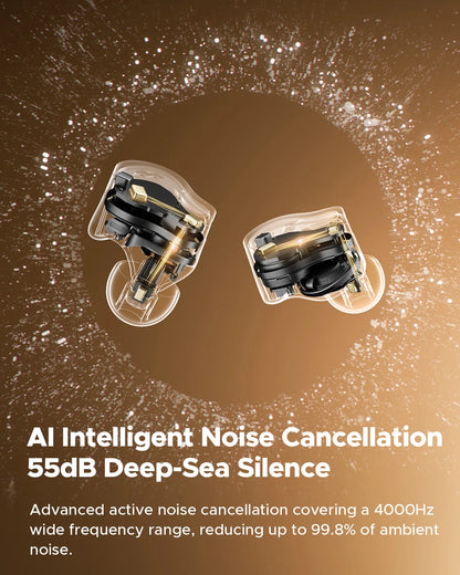 SoundPEATS H3 Hybrid 3-Driver Wireless Earbuds — Bluetooth 5.4, 55dB Adaptive ANC, LDAC & aptX Hi-Res Audio, 6-Mic CVC8