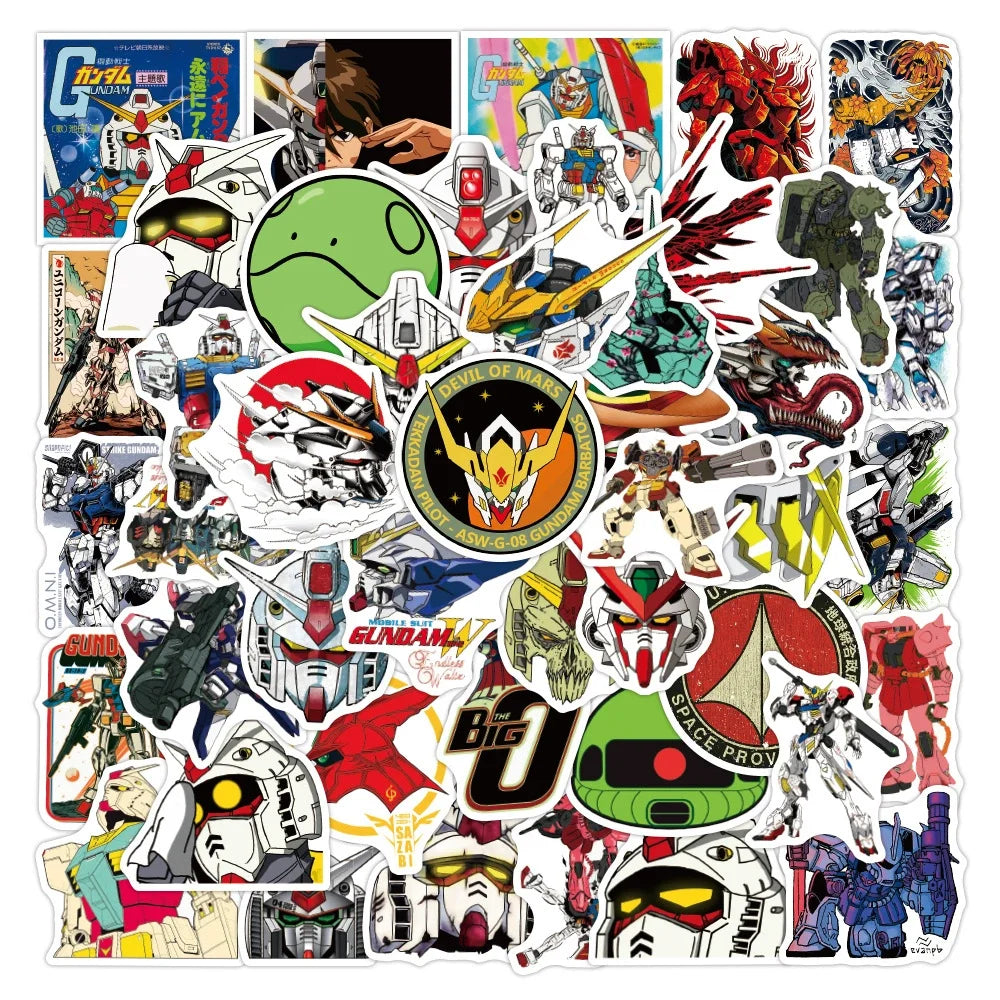 Anime & Gundam Sticker Set - 100/200-Piece Waterproof DIY Decals for Luggage, Laptops, Cars and More