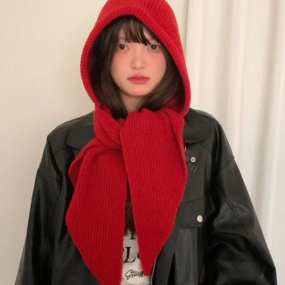 Y2K Balaclava Beanie Hat & Scarf – Thick Knit One-Piece Winter Neck Warmer Retro Style