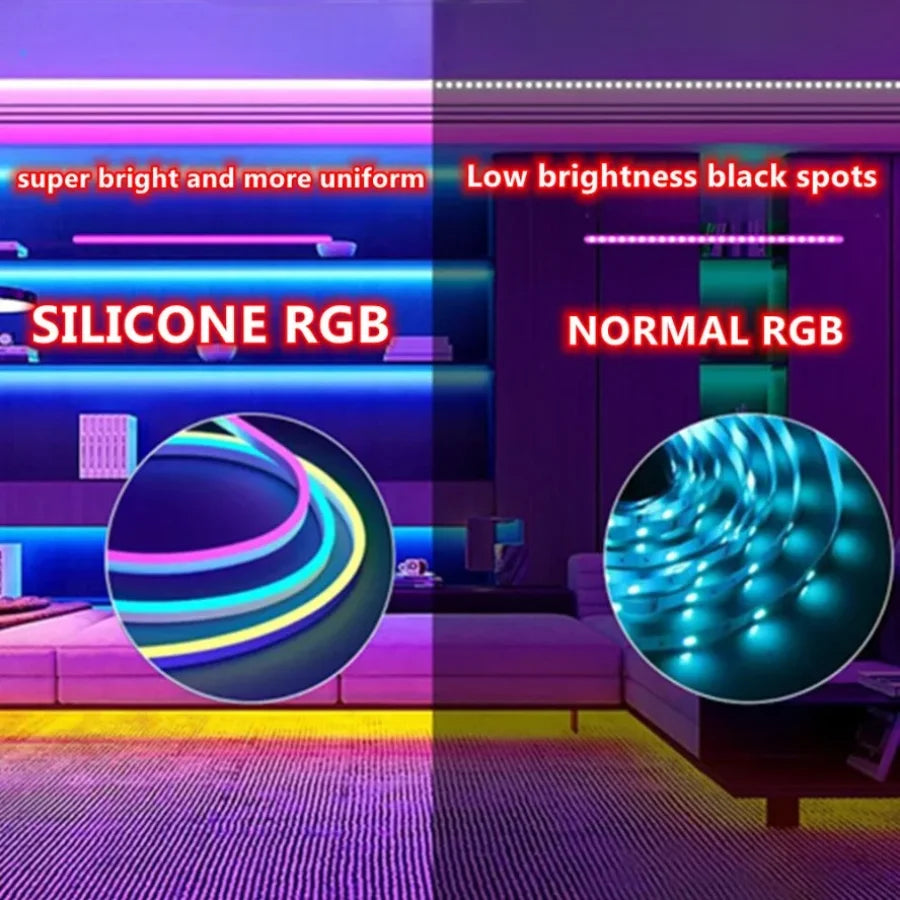 RGB Esports Neon Strip Light - USB Waterproof Flexible LED Ribbon Tape with Bluetooth Remote for Gaming Room & Home Decor