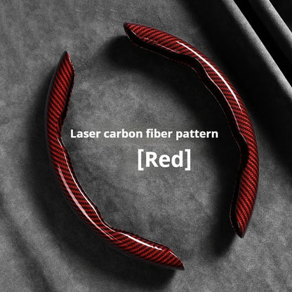 2-Piece Carbon Fiber Silicone Steering Wheel Cover — 38cm (15 Inch) Anti-Skid Car Accessory