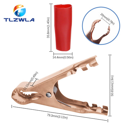 50A Heavy Duty Alligator Battery Test Lead Clips – Red & Black 80mm Crocodile Clamps for Car, Van & Caravan Use