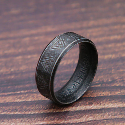Fashion Retro Viking Rune Ring – 316L Stainless Steel Odin Letter Amulet, Couple Jewelry Gifts for Men & Women