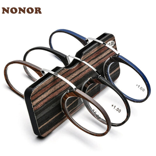 NONOR Magnifying Nose Clip Reading Glasses - Ultralight TR90 No Arm Portable Eyewear with Case +1.0 to +3.0 Lens