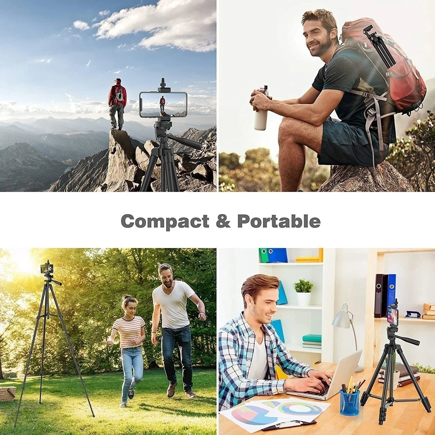 Phone Camera Tripod Stand – Lightweight with Bluetooth Remote, Universal Phone Holder for Photography, Compatible with Xiaomi, Huawei, DSLR