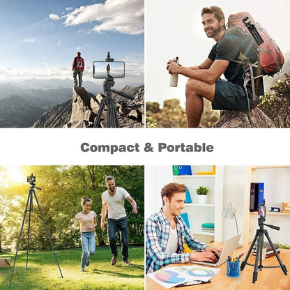 Phone Camera Tripod Stand – Lightweight with Bluetooth Remote, Universal Phone Holder for Photography, Compatible with Xiaomi, Huawei, DSLR