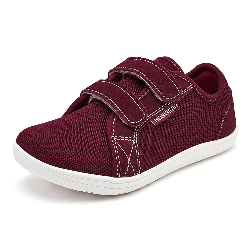 HOBIBEAR Kids Barefoot Sneakers – Lightweight Breathable Mesh Shoes with Hook & Loop, Wide Toe for Toddlers & Kids