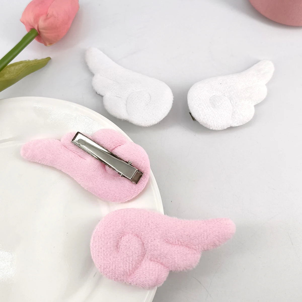 Angel Wing Plush Hair Clips - Cute 5cm Hairpin Barrettes for Girls Sweet Style Headwear & Accessories