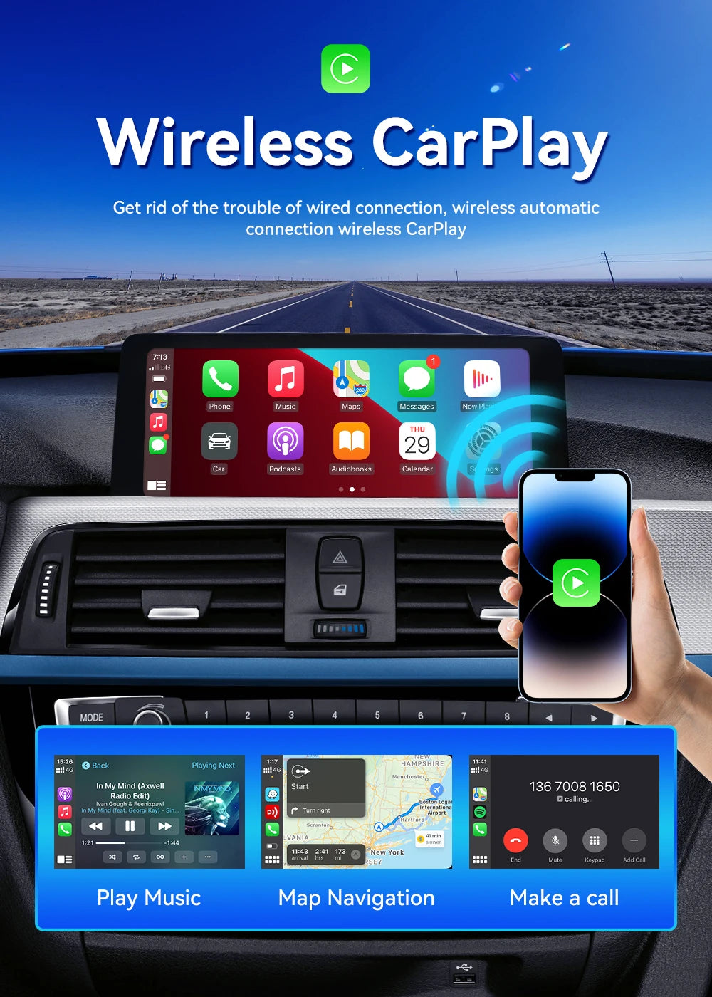 CarlinKit Android 13 AI TV Box – 8-Core Wireless CarPlay & Android Auto with Split Screen, 64G/128G for Netflix, YouTube, Play Store
