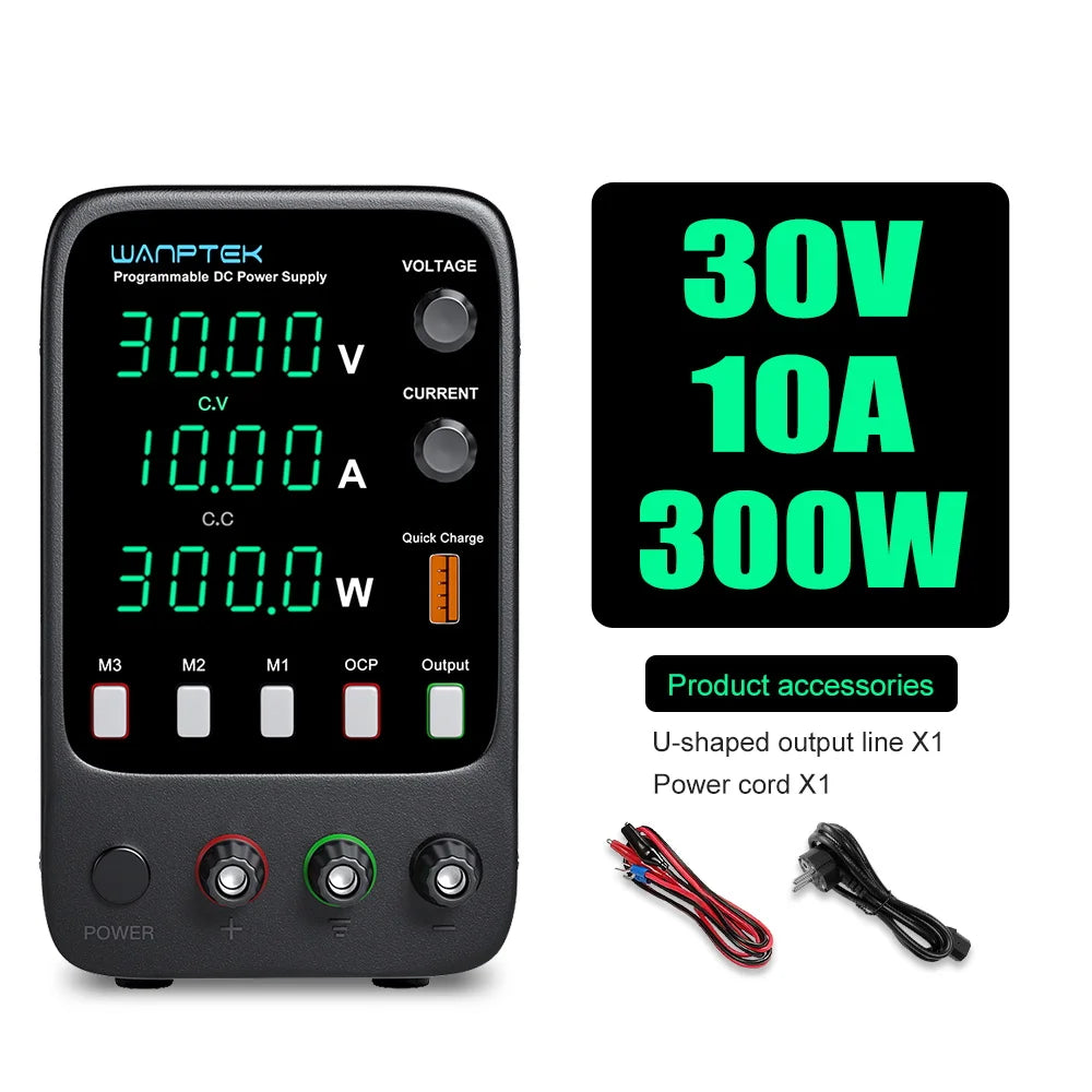 Wanptek DC Power Supply – Adjustable 30V 10A / 60V 5A Lab Bench Voltage Regulator, Variable 120V 3A Power Supply