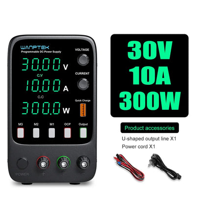 Wanptek DC Power Supply – Adjustable 30V 10A / 60V 5A Lab Bench Voltage Regulator, Variable 120V 3A Power Supply