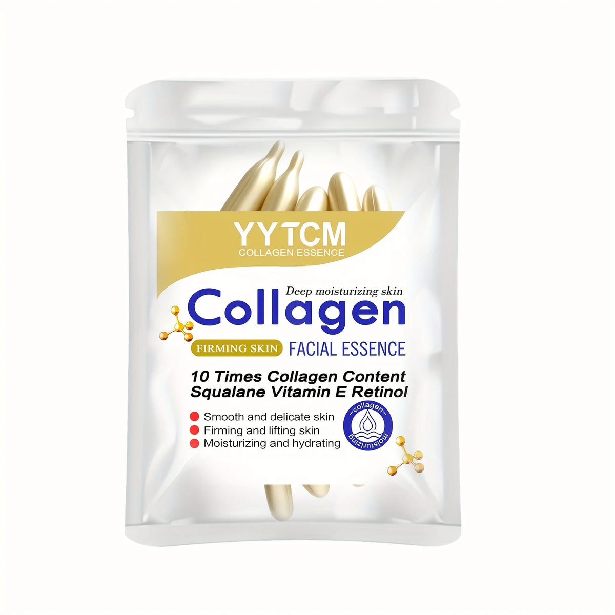 Collagen Firming Capsule Serum 30 Capsules - Hydrating Facial Serum with Plant-Based Squalane, Retinol & Vitamin E