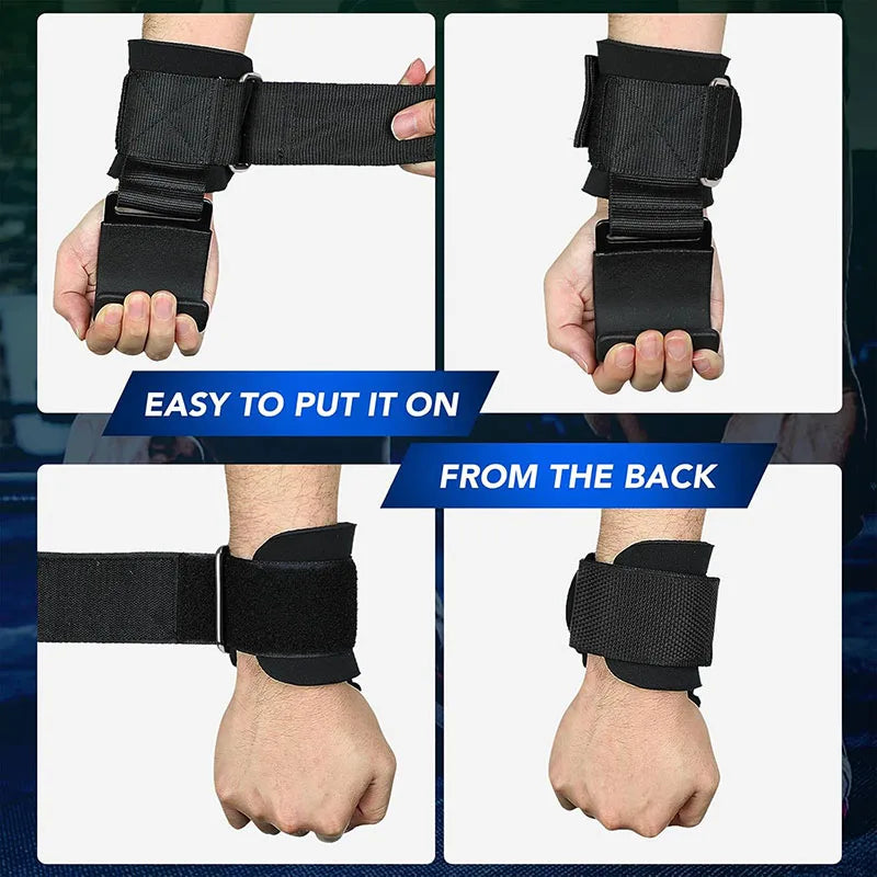 Weight Lifting Hook Grip Straps with Wrist Support – Gym Fitness Gloves for Pull-Ups, Powerlifting & Strength Training Grip Assistance
