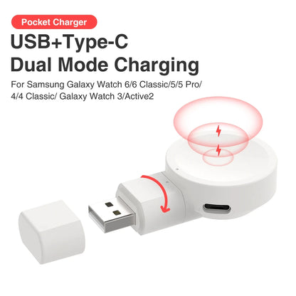 SIKAI Magnetic Watch Charger - USB Type-C Fast Wireless Charger for Samsung Galaxy Watch Ultra, Classic 8, 7, 6, 5 & Pro Models