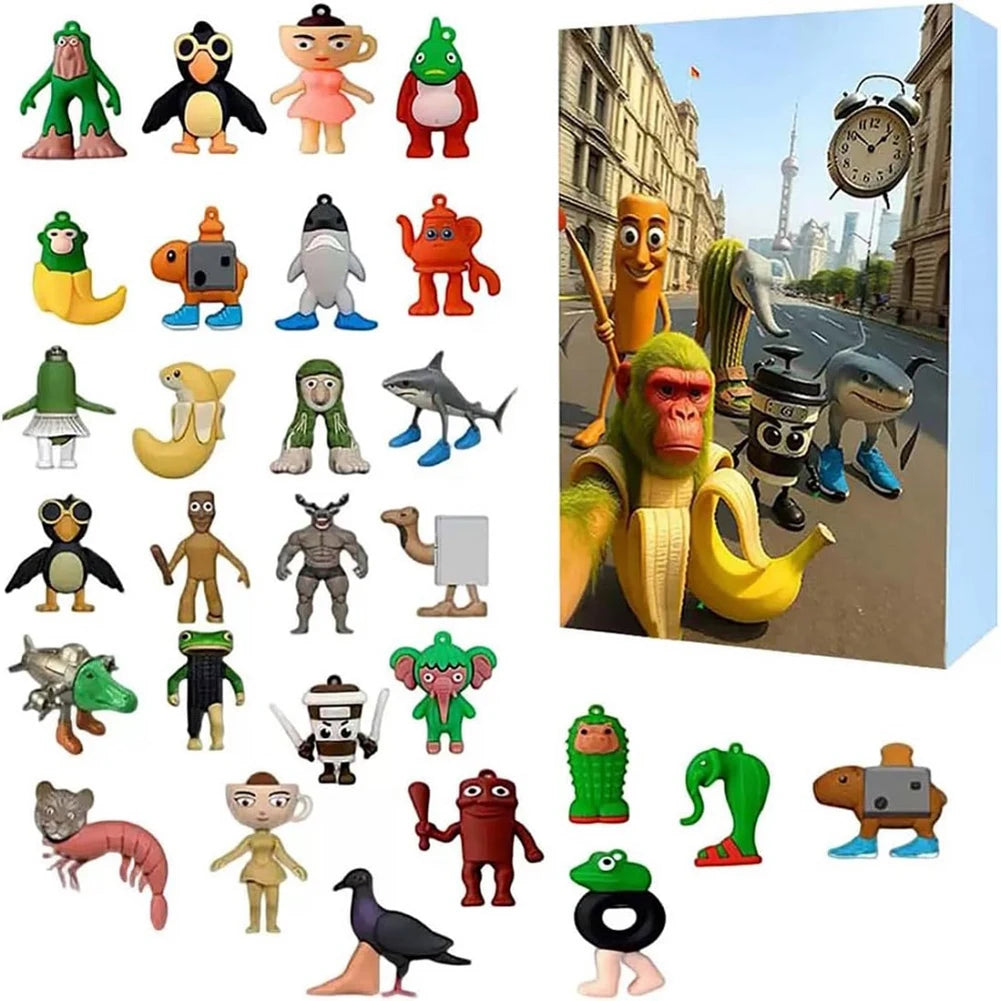 24-Day Advent Calendar – Cartoon Character Collectible Silicone Mini Figures & Surprise Ornaments Gift