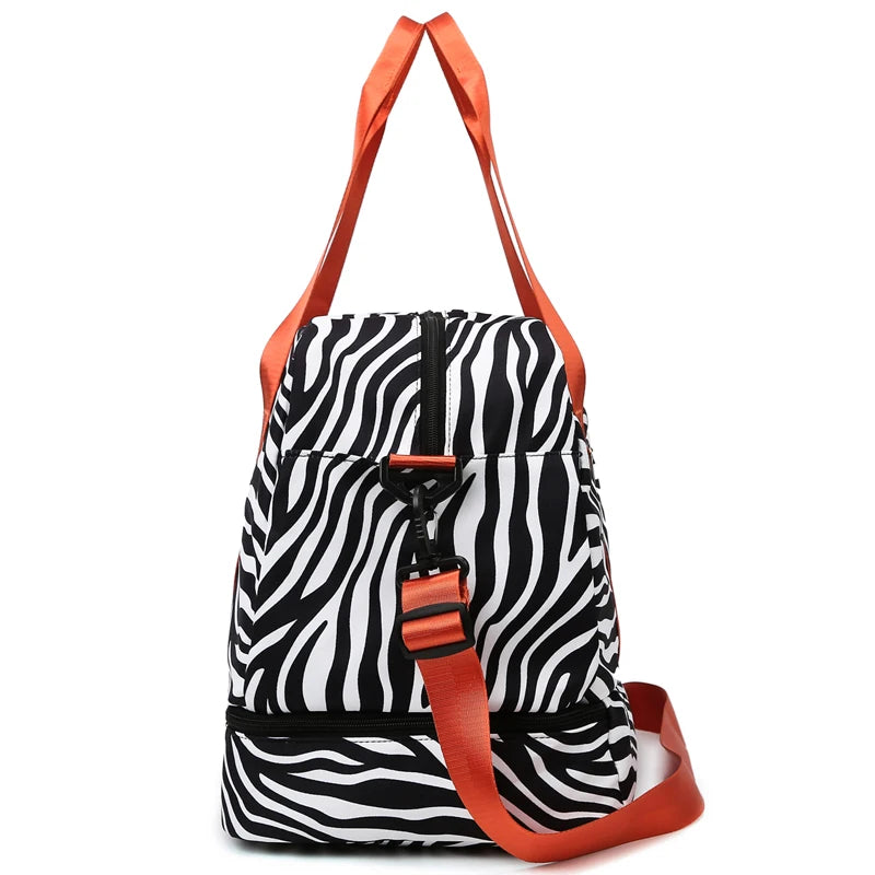 Women’s Carry-On Travel Bag – Spacious Animal Print Nylon Gym & Sports Bag, Large Capacity Weekend Overnight Bag