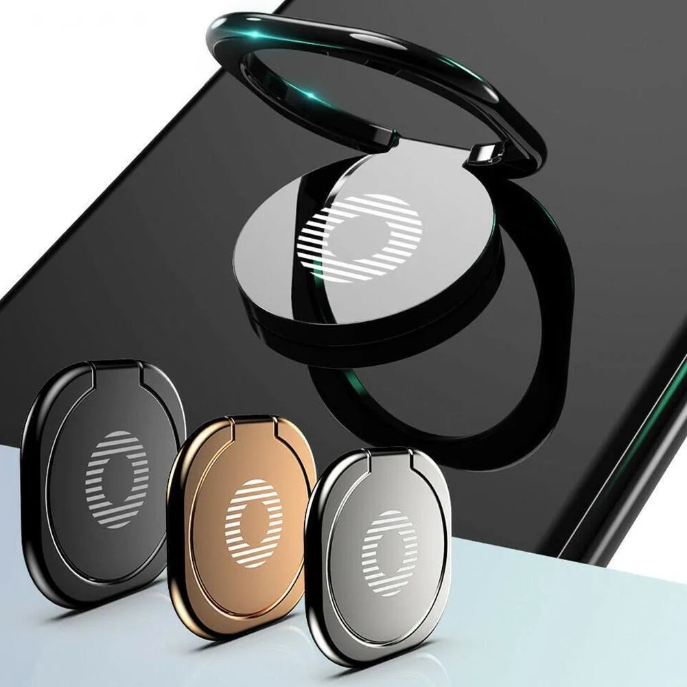 360° Rotating Metal Phone Grip Stand - Foldable Finger Ring Holder for iPhone 17, 16 Pro, Samsung and Other Smartphones