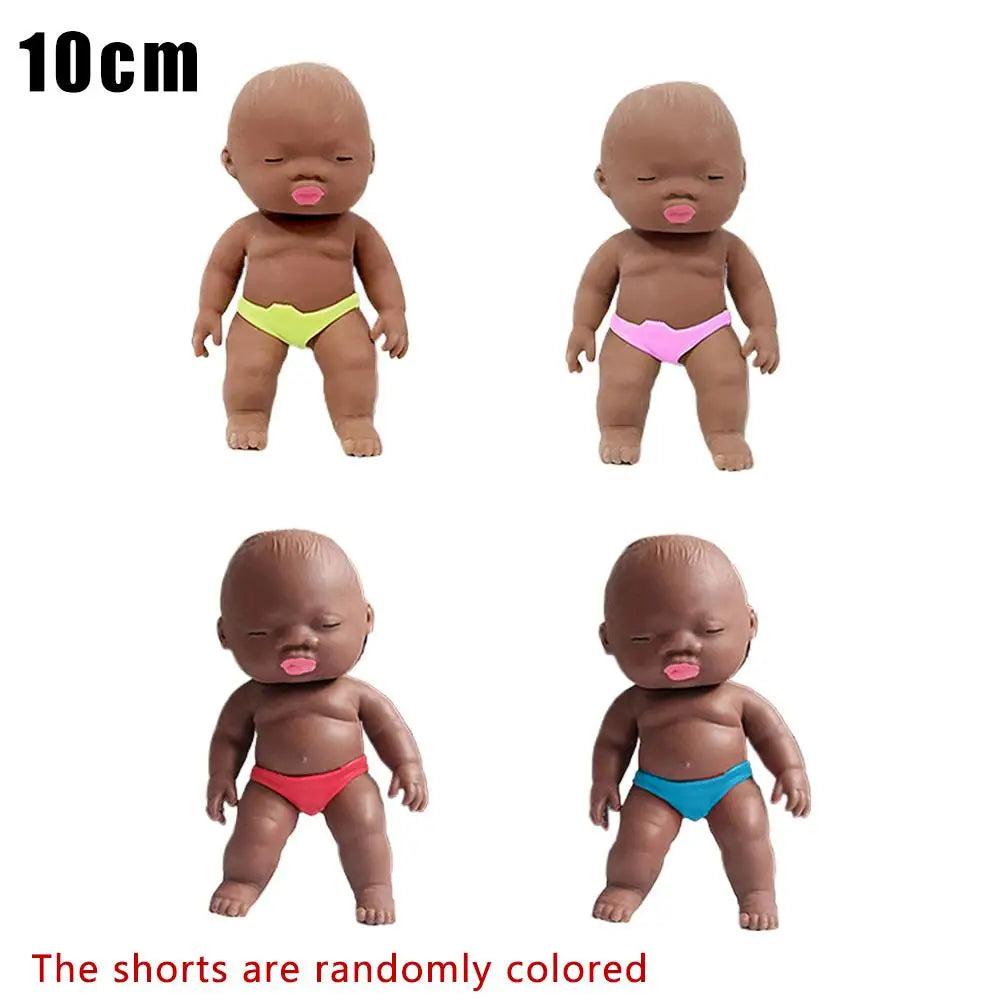 Natasha Black Baby Squishy Toy - Soft TPU Stress Relief Squeeze Fidget Doll for Kids & Adults
