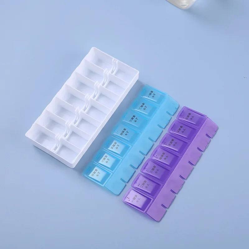 JUSTLANG Weekly Pill Box – 14 Grids, 7-Day Portable Travel Organizer for Tablets, Vitamins & Medicine Storage