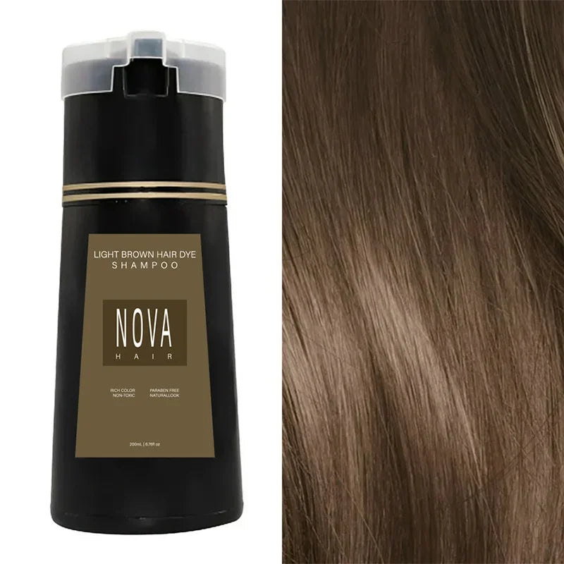 Nova 3-in-1 Hair Dye Shampoo – Natural Fast Black Hair Coloring for Men & Women, Long-Lasting Hair Care