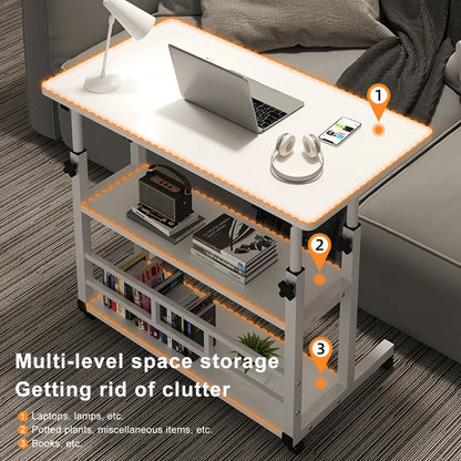 Adjustable Height Mobile Desk – Portable Rolling Stand-Up Desk with Wheels for Laptop, Bedside, and Small Office Use