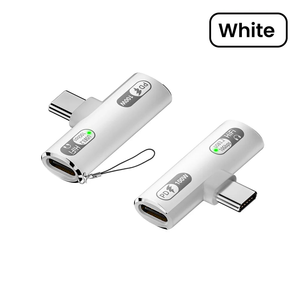 100W USB-C OTG Splitter Adapter - Type C Audio Headphone Fast Charging Data Transfer for iPhone 15/16 & iPad