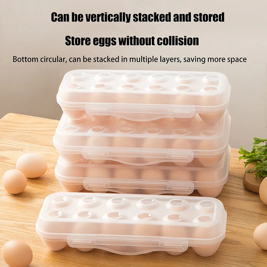 12/18 Grid Egg Storage Box - Refrigerator Egg Organizer Tray with Lid
