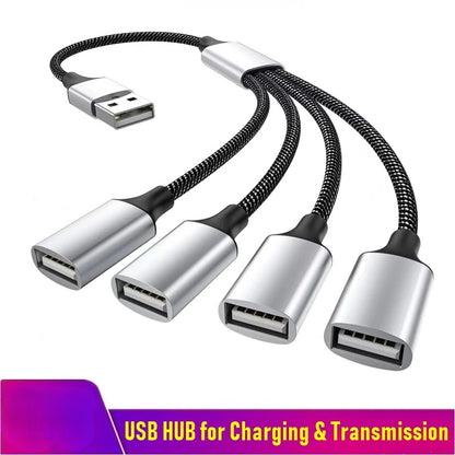 Multi USB Hub 4-Port Type C Extension - Fast Data Transmission USB Splitter and OTG Adapter for Computers, Xiaomi, MacBook Pro, MacBook Air