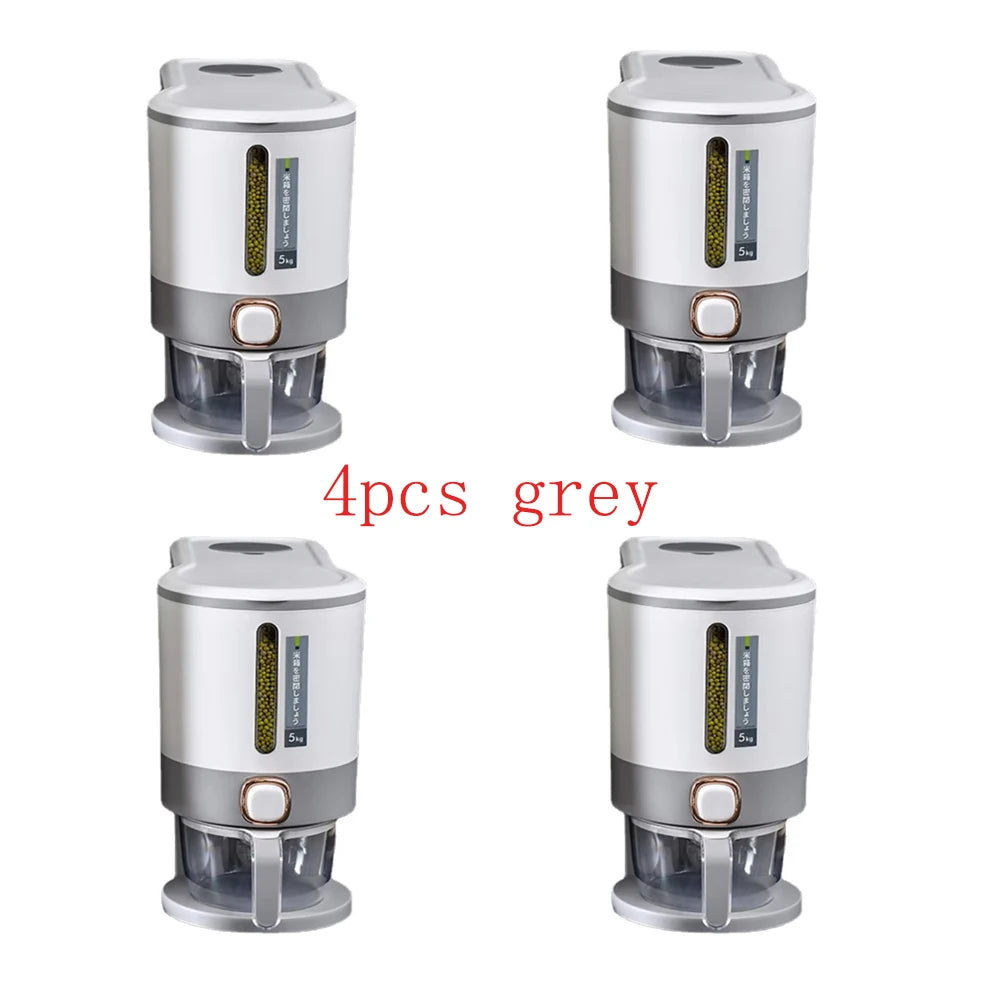 Large Capacity Rice Storage Box - 1/2/4pcs Sealed 5KG Grain Dispenser & Pet Food Container - Kitchen Organizer