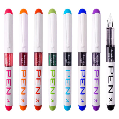 8PCS Disposable Fine Nib Fountain Pens - Assorted Colors Smooth Writing EF Nib with Visible Ink Supply