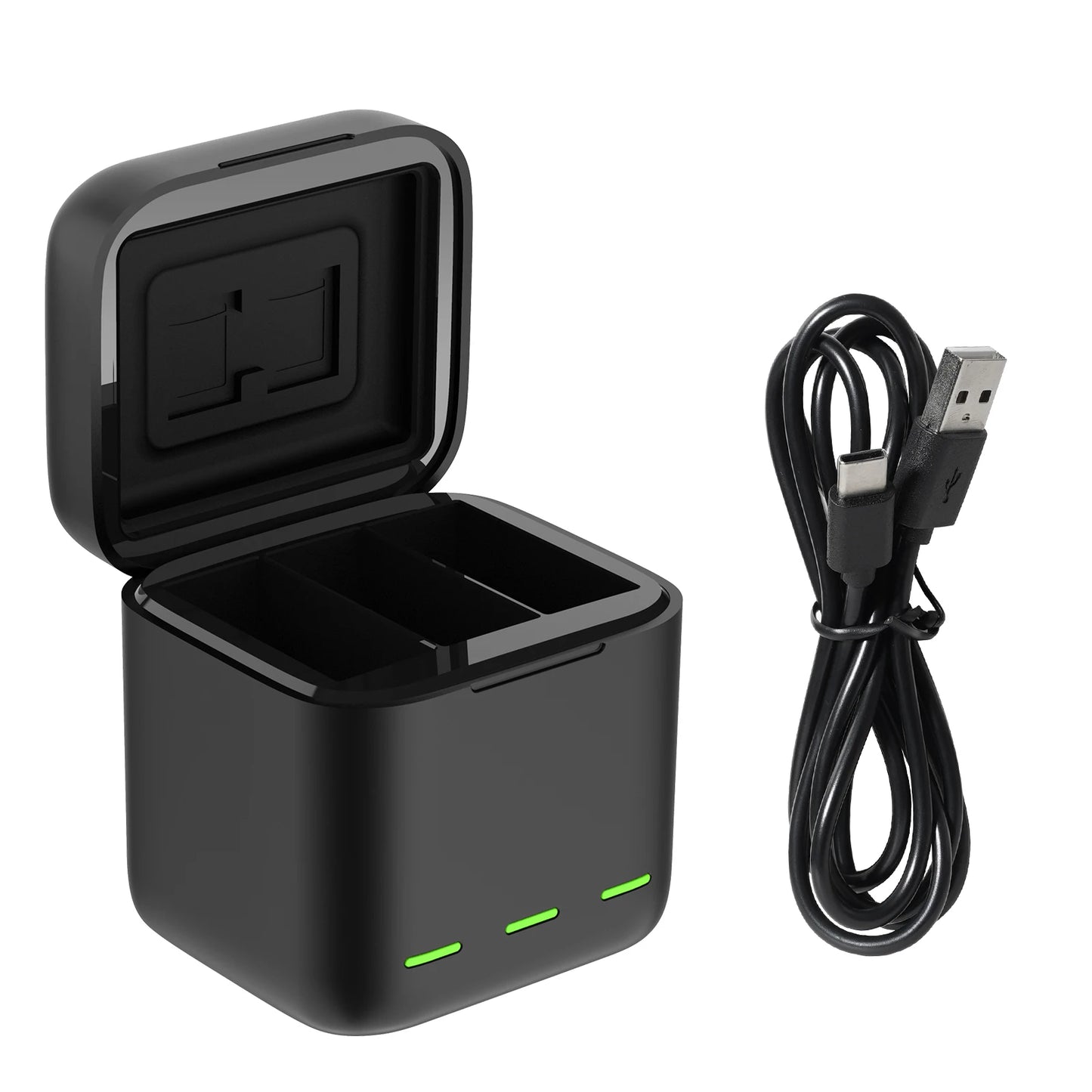 TELESIN 3-Slot Fast Battery Charger for GoPro Hero 13 – Portable Charging Dock for Action Camera Accessories