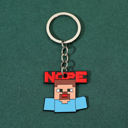 Cute Pixel World Keychain - Enamel Pendant Charm, Gaming-Inspired Jewelry Gift for Fans and Friends