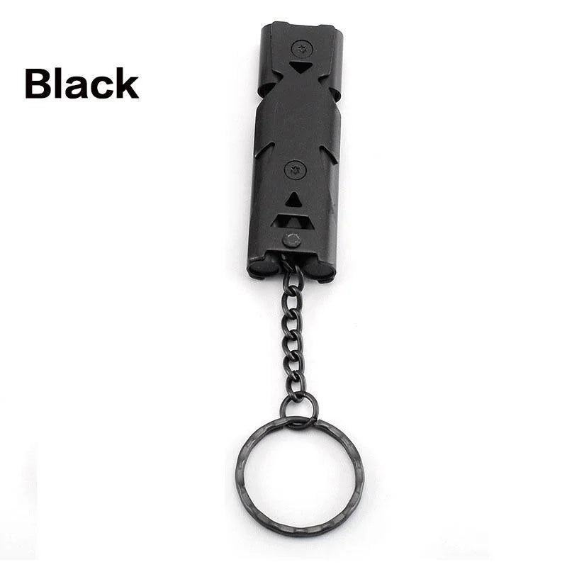 Outdoor EDC Survival Whistle – High Decibel Double Pipe Stainless Steel Keychain