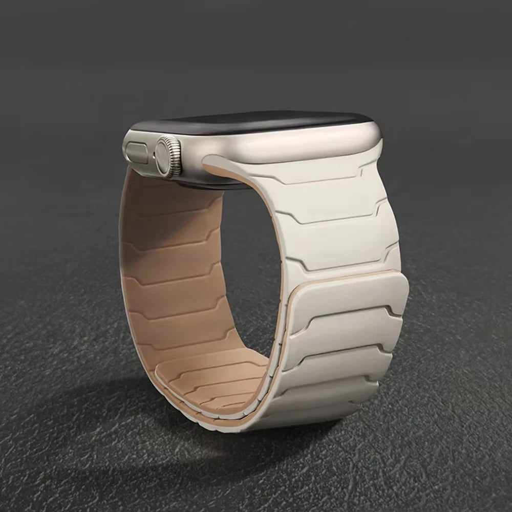 Silicone Magnetic Strap for Apple Watch - Adjustable Band for 49mm/46mm/45mm/44mm/42mm/41mm/40mm Series Ultra, SE & More