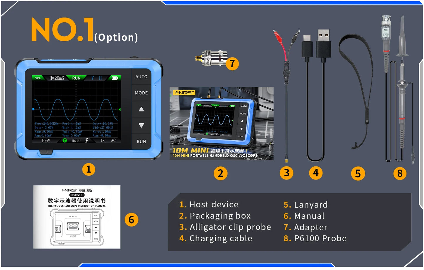FNIRSI DSO510 DSO152 DSO153 Mini Handheld Digital Oscilloscope | 2-in-1, 48MS/s, 10MHz Bandwidth for Electronic Repair