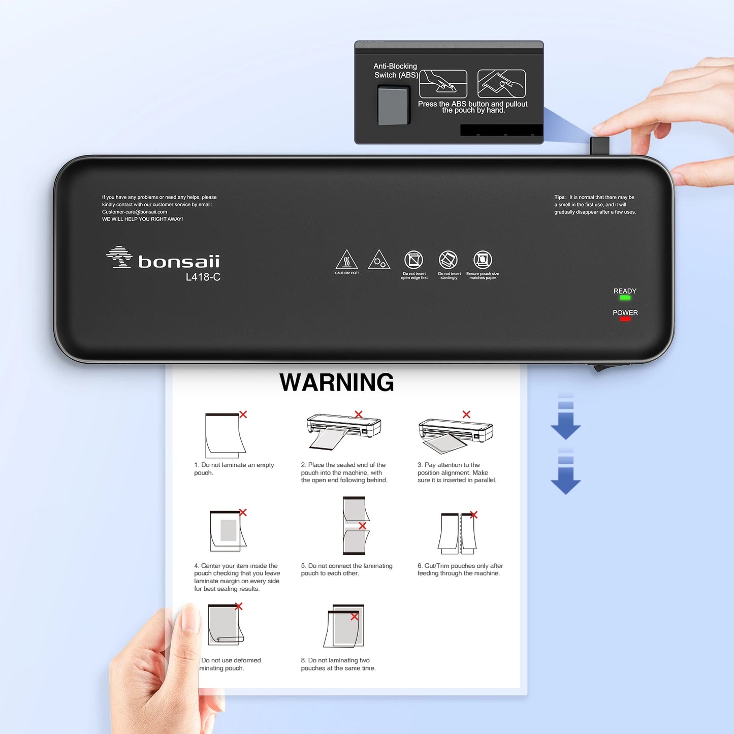 Bonsaii 9-Inch Thermal Laminator – Never Jam Technology for Documents, Posters & Photos, Ideal for Home, Office & School