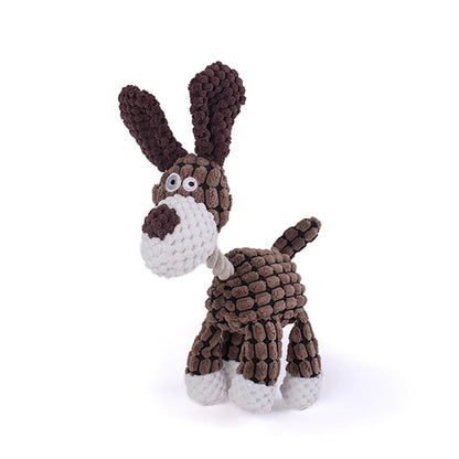 Interactive Pet Sound Toy – Cotton Rope Donkey Plush for Dog & Cat Bite Training, Grey & Brown