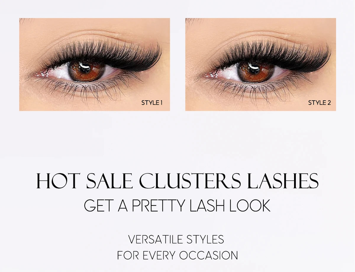 Lash Clusters Extension Kit – Fake Eyelashes Set with Lash Bond, Seal, and Applicator Tool for Makeup